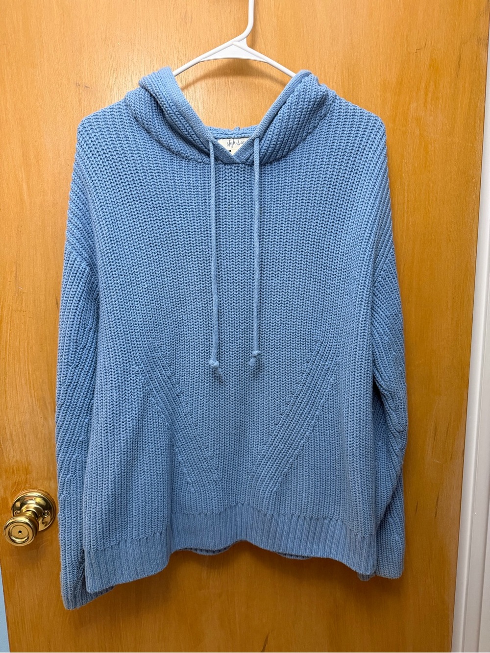 Style & Co. Light Blue Knit Hoodie Sweater